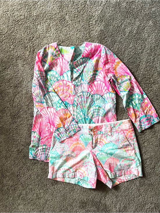 Lilly Pulitzer Tops - Lilly Pulitzer "Oh Shello" Matching 2-piece Set - Med. Top, Size 6 Shorts